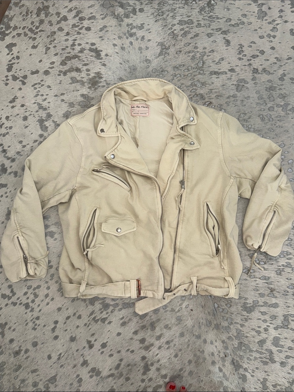 We The Free Cream Moto-Style Jacket